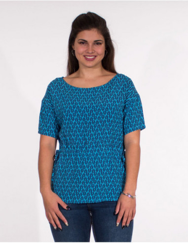 Blouse bleue imprimée pour femme
