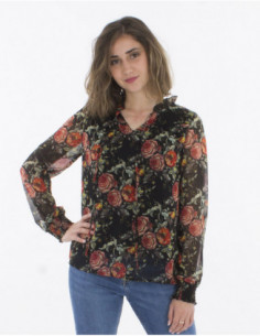 Blouse fleurie femme en mousseline