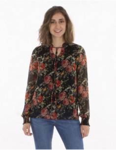 Blouse fleurie femme en mousseline 2
