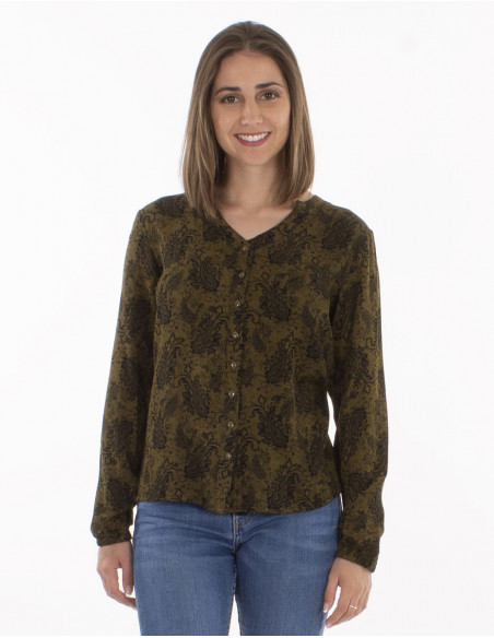 Blouse femme crêpe kaki