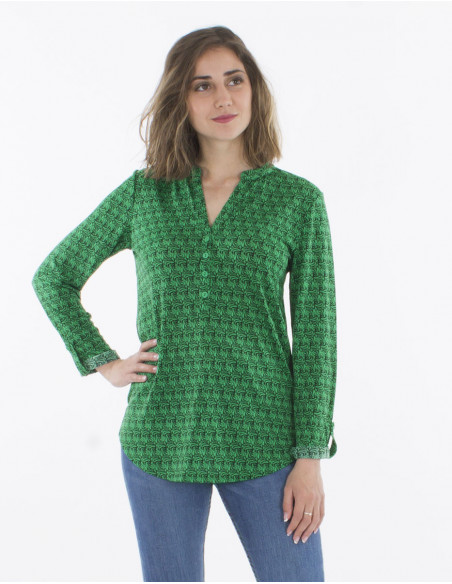 Blouse femme Col V verte