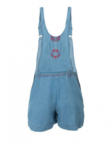 Denim overalls and colorful embroidery