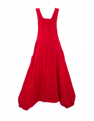 Combi ethnique coton unie rouge 