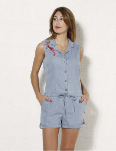Combi short chemisier ethnique avec broderies