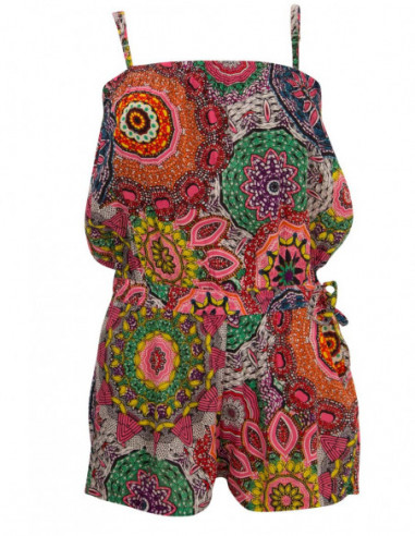 Combishort viscose imprimé ethnique verte