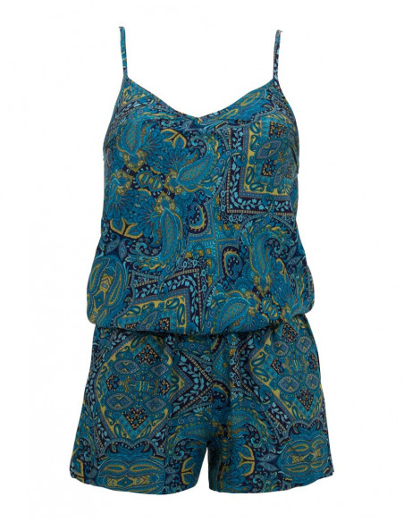 Colorful ethnic jumpsuit with suspenders