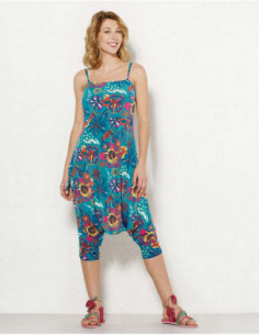 Combi sarouel fleurie turquoise ethnique