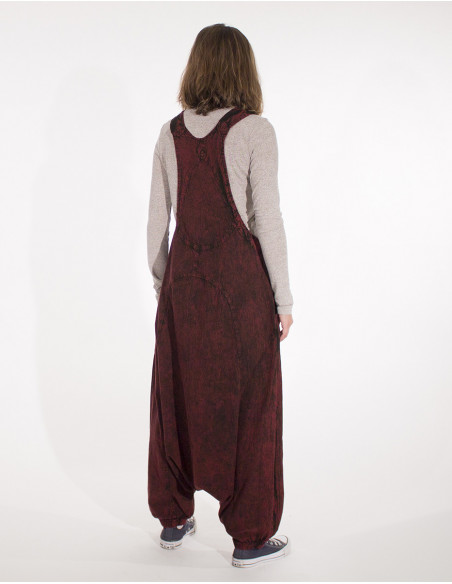 combinaison manches courte sarouel bordeaux ethnique