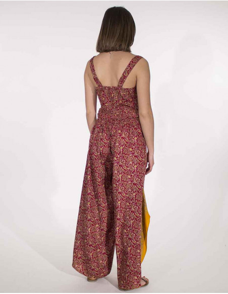 Fluid sari print combi trousers