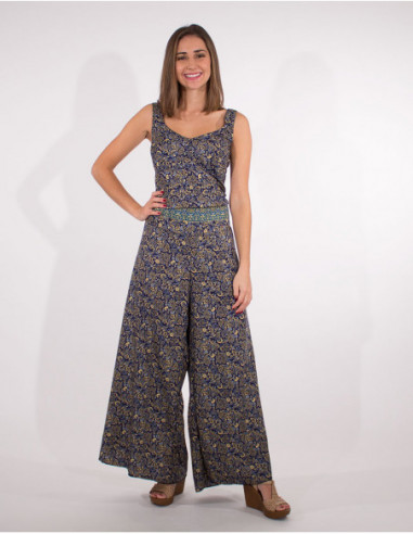Fluid sari print combi trousers