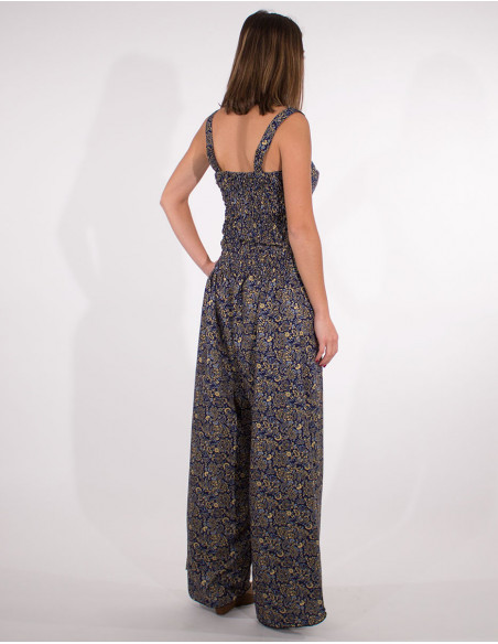 Fluid sari print combi trousers