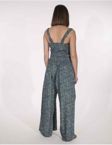 Fluid sari print combi trousers