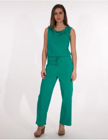 Combi-pantalon rouge élégant pour femme coupe droite