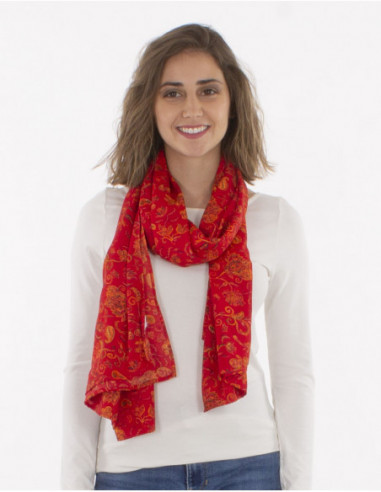 Foulard Polyester léger et coloré  Imprime Nuit rouge