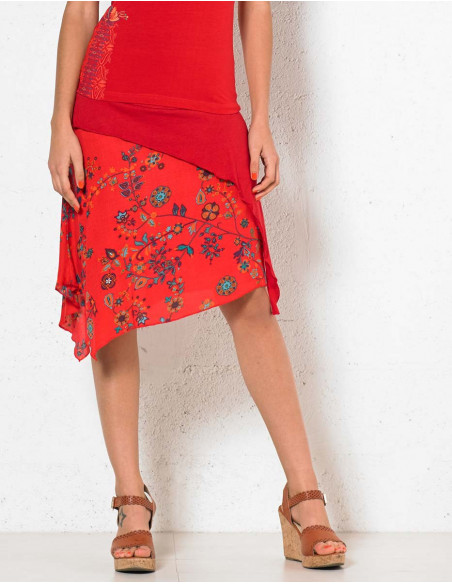 Rayon skirt with knitted cotton belt