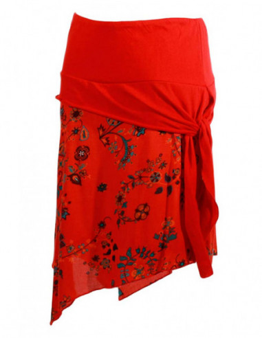 Rayon skirt with knitted cotton belt