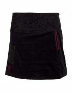 Jupe d'hiver courte en velours ras original ethnique prune 2