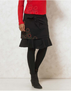 jupe courte hiver doublée volants ethnique