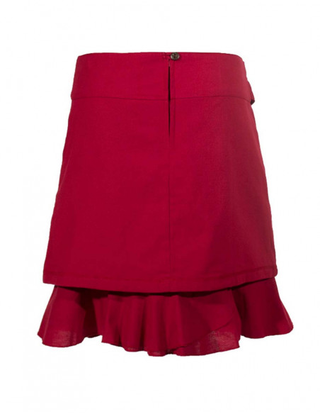 jupe courte rouge hiver doublée volants lien à nouer