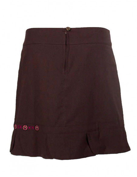 jupe femme courte café hiver imprimée et brodée