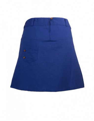 Dos de jupe courte originale  féminine avec pan pour l'automne bleu