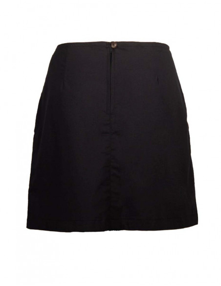 Dos de jupe courte Coline en coton avec broderies baba cool rosaces noire