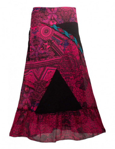 jupe longue bleue doublée en voile de coton chic