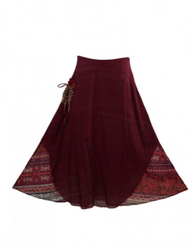 jupe longue marron ethnique en voile de coton chic
