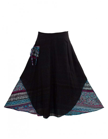 Cotton voile long skirt indi print