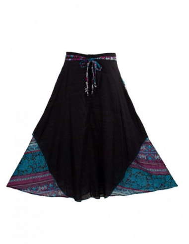Cotton voile long skirt indi print