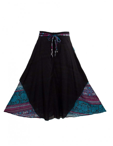 jupe longue noire ethnique en voile de coton