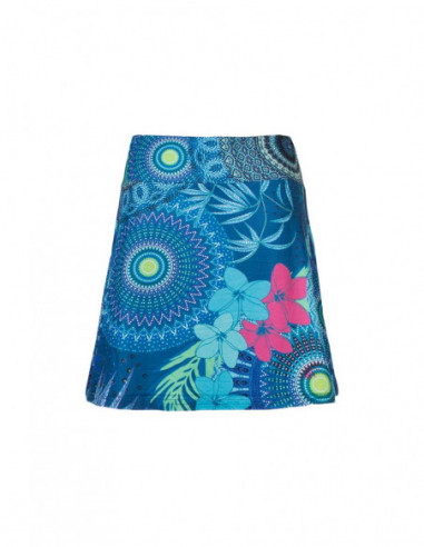 Jupe courte mandala hippie bleue