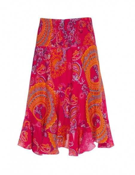 Jupe rouge à volants et motifs