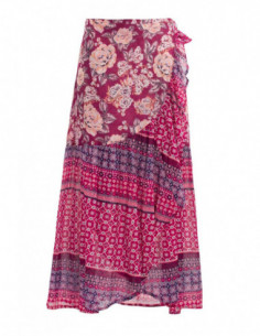 Jupe longue portefeuille à nouer rose fushia 2