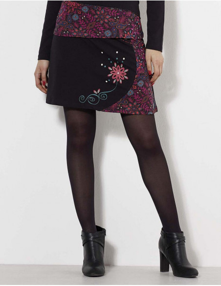 Black and colorful short skirt