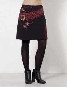Black skirt with coral and...