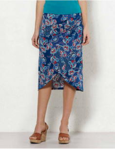 jupe portefeuille imprimée bleu hippie