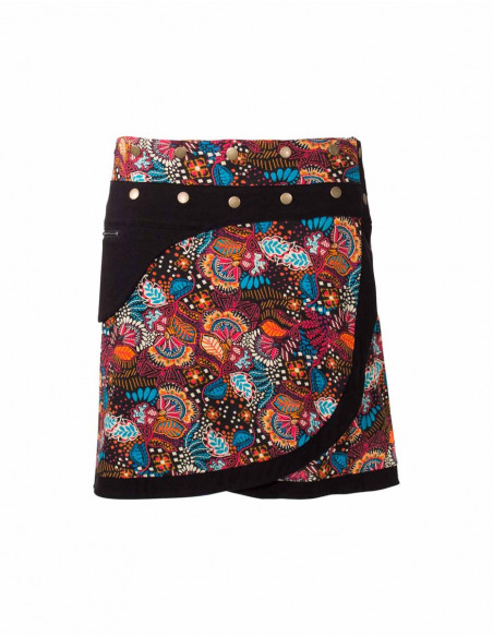 Wrap skirt with press studs, floral prin