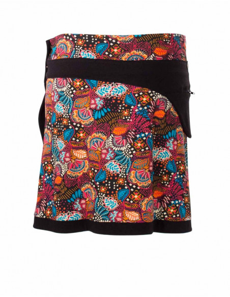 Wrap skirt with press studs, floral prin