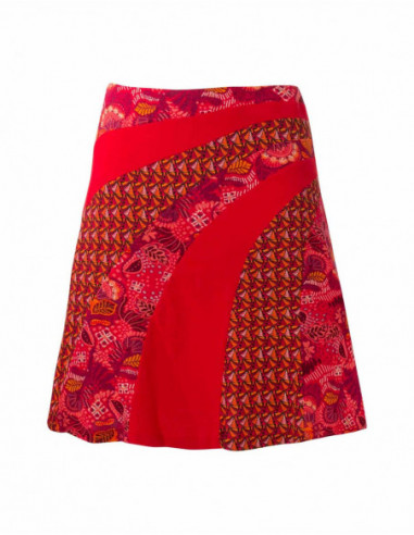 Jupe rouge patchwork courte chic
