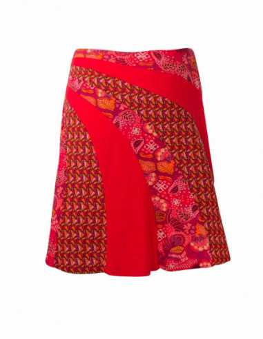 Jupe rouge patchwork courte élégante