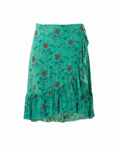jupe viscose imprimé fleur verte