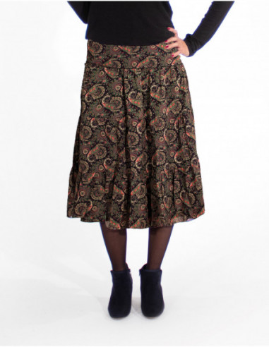 Cashmere Print Midi Skirt