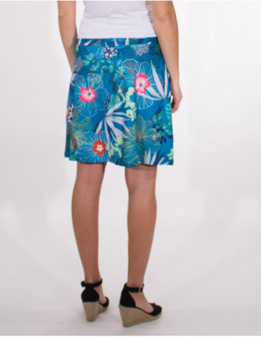 Jupe turquoise tropicale courte pour l'été