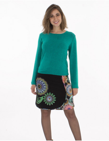 Trapeze skirt in rose print cotton