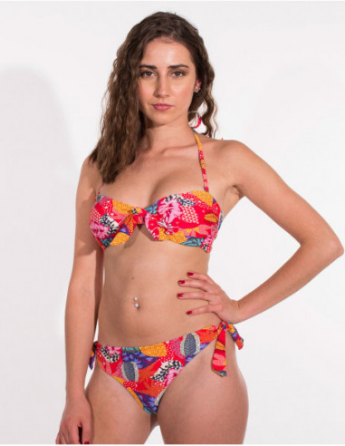 bikini plage rouge bandeau bretelles détachables