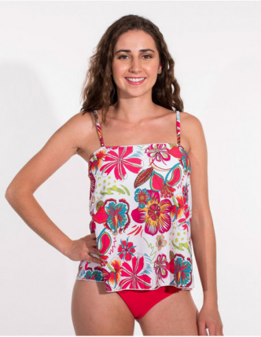 Tankini noir à fleurs