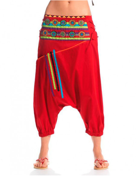 Cotton short sarouel with embroideries