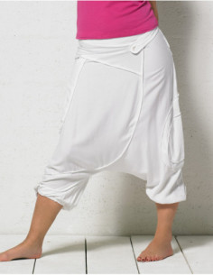 sarouel court tendance uni blanc baba cool