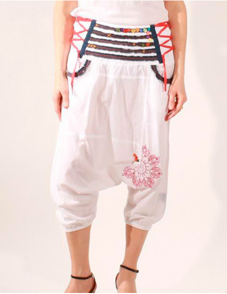 Lady Cotton Sarouel With Embroideries